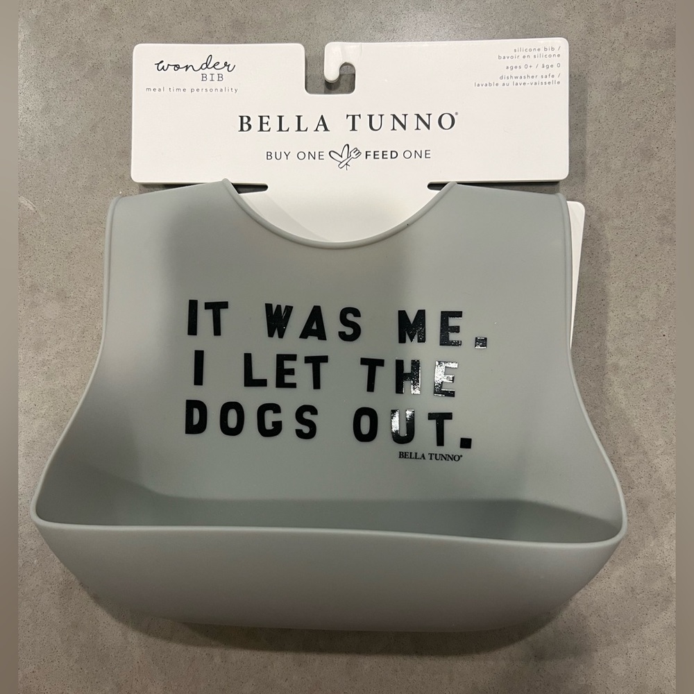 Bella Tunno Gray Silicone Bib | it was me. I let the dogs out